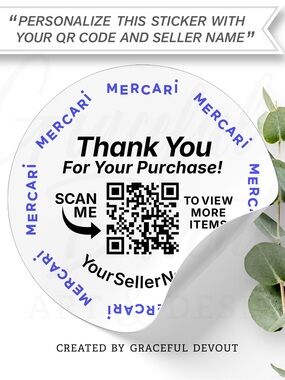 Thank You For Your Purchase, QR Code with Seller Name Stickers - 2” (inches)